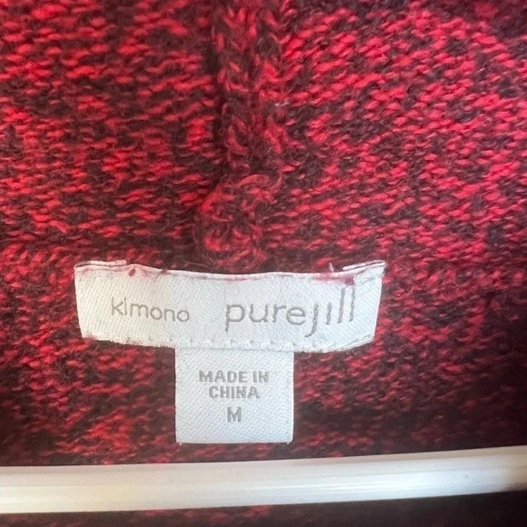 Jill Kimono Cowlneck Cashmere Blend Drawstring Sweater Red Sz M - Picture 3 of 4